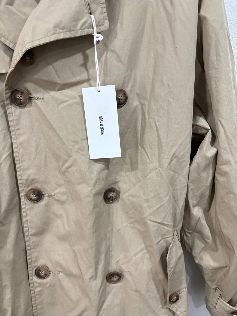 NWT Buck Mason Women’s Rockaway Khaki Parachute Poplin Trench Coat Medium $498